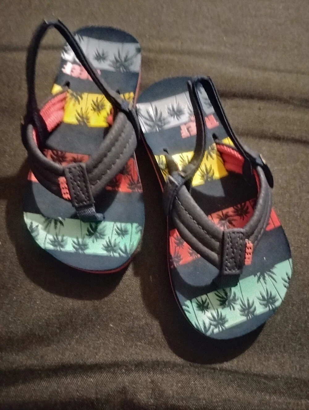 Reef Kids Navy Flip-Flops with Multi-Color Tropical Stripes